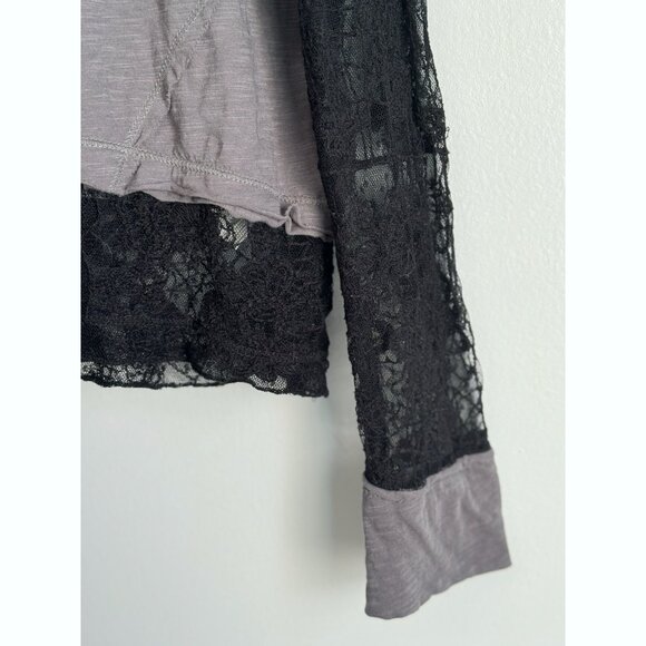 Free People We The Free Effie Twofer Layered Lace Top Size S Gray Boho Grunge - Picture 4 of 14